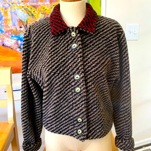 Slightly cropped fleece button up jacket/sweater from County Clothing Co. 90s - Picture 1 of 5
